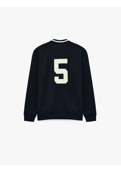 Koton Uzun Kollu Şardonlu Nakışlı Renk Kontrastlı Düğmeli Polo Yaka Sweatshirt Lacivert 7wam70266mk