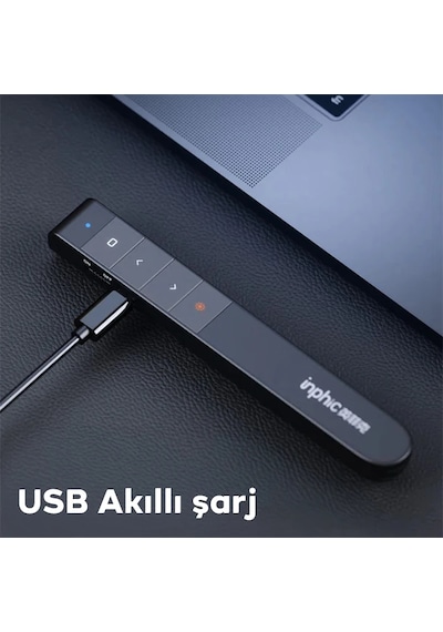 İnphic Pl1 Projeksiyon Multimedya Sunum Şarjlı Kırmızı Lazerli Uzaktan Kumanda- 5775 Siyah