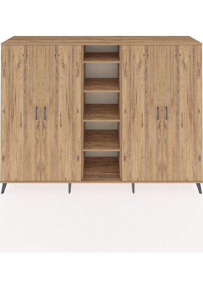 Hyperion Dolap 12 Raflı 4 Kapaklı 220x44x163 Çam-çam Çam-çam