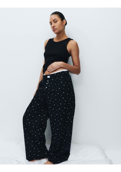 Marks & Spencer Çiçek Desenli Pijama Altı T37001825P Siyah