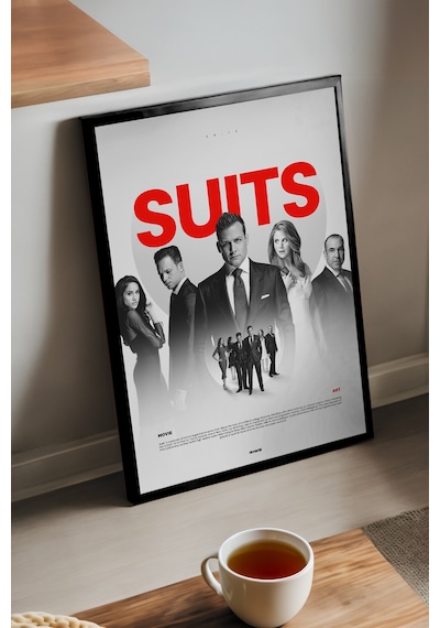 Suits Siyah Ahşap Çerçeveli Poster, Dizi Duvar Tablosu