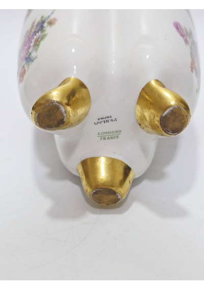 Perlam Limoges Çiçek Desenli Porselen Sepet 27x14x14cm Çok Renkli