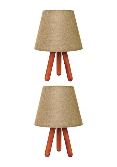 2'li Kilim Tripod Abajur Kahverengi