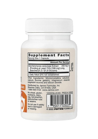 Jarrow Formulas, Beta Glucan, 250 Mg, 60 Capsules