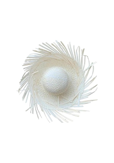 Tropikal Parti Beyaz Hasır Hawaii Şapkası 13x36 Cm Standart