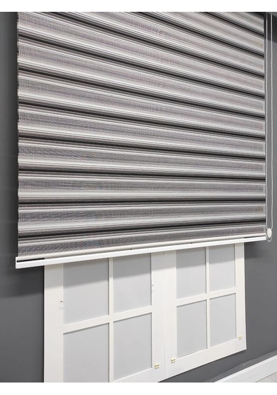 Siyah Gri Geçişli Zebra Stor 200x200 Çok Renkli