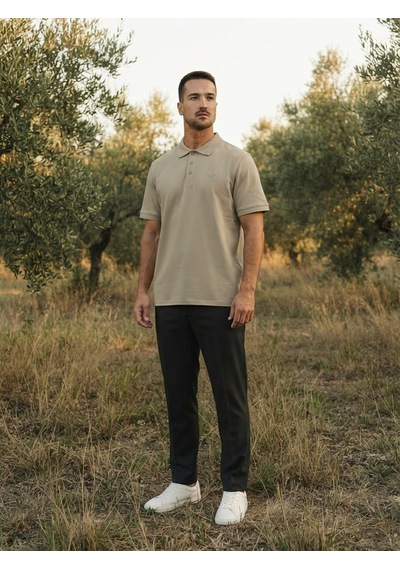 Maccali Erkek Bej Pike Kısa Kollu Polo Yaka Tişört