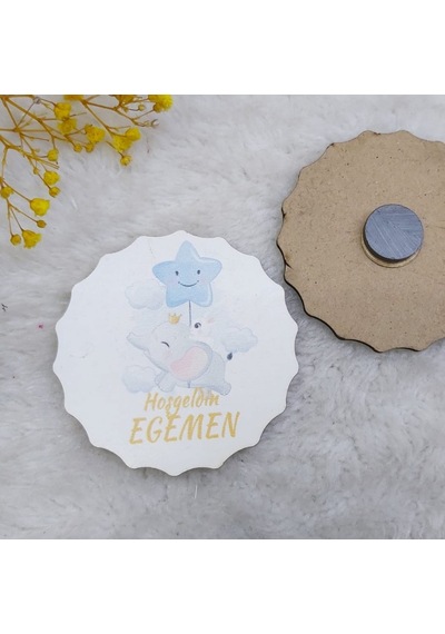 Ahşap Bebek Magnetleri Fil Baskılı(30 Adet)