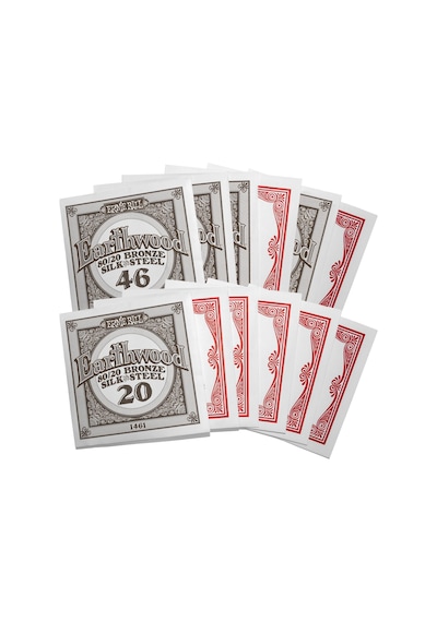Ernie Ball Earthwood Ipek Ve Çelik Yumuşak Akustik Gitar Telleri, 12 Telli, 80/20 Bronz, Ölçü 9-46