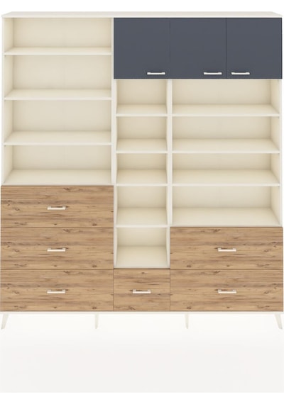 Arges Dolap 17 Raflı 6 Çekmeceli 3 Kapaklı 220x30x243 Aytaşı-antrasit/çam Antrasıt/atlas Çam Arges Dolap 17 Raflı 6 Çekmeceli 3 Kapaklı 220x30x243 Aytaşı-antrasit/çam Antrasıt/atlas Çam