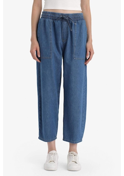 DeFacto Pull On Carrot Fit Yüksek Bel Crop Fit Yumuşak Jean Pantolon E0954AX25SMNM85