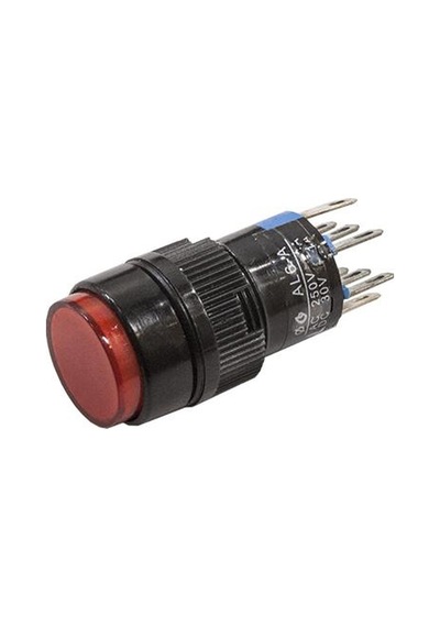 Al6-A 16Mm 24V Kırmızı Anahtarlı Kalıcı Buton