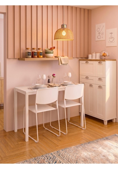 Minimal Beyaz Çok Amaçlı Masa 116x45x75 Cm Güçlendirilmiş Metal Profil Ayaklı