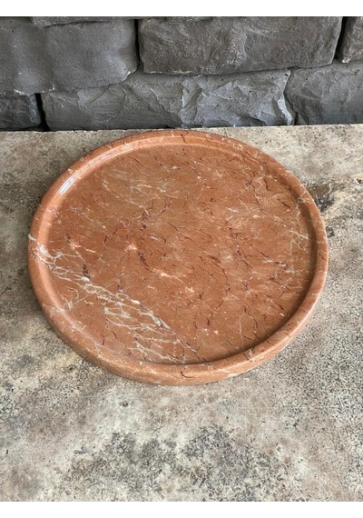Gül Pembesi Mermer Tepsi 26x3 Beyaz