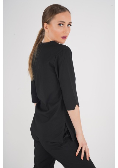 Unisex Siyah Violet Model Scrubs Takım Doktor Hemşire Üniforması Siyah