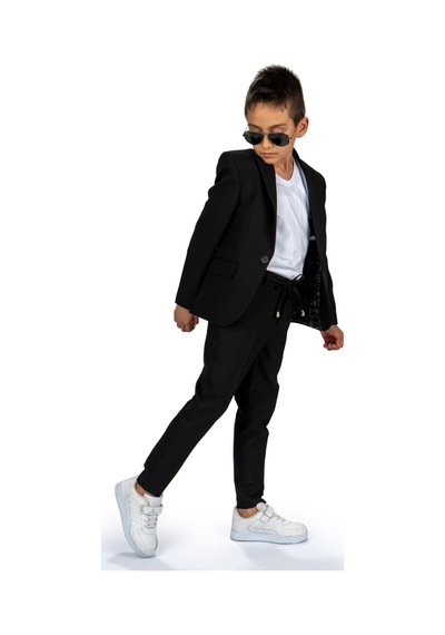 Mnk Baby & Kids Spor Çocuk Ceket, Tişört , Jogger Pantolonlu Takım Mnk5682 Siyah