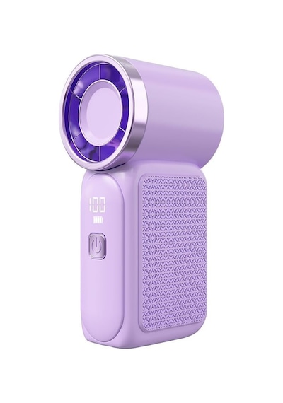 Fs-24 Dijital Ekranlı Taşınabilir Mini Turbo Fan 6 Kademeli Yüksek Hızlı El Vantilatörü, 3000mah Şarj Edilebilir Batarya, Lcd Göstergeli Ultra Hafif Cep Fanı Beyaz, Fs-24