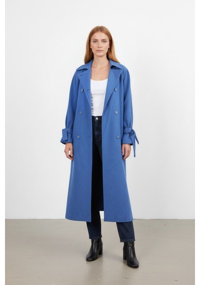 Durivya Oversize Kaşe Kaban Saks Mavi