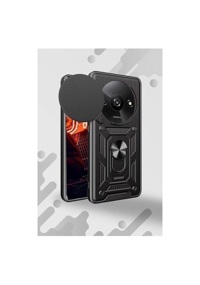 Redmi A3 4g Kılıf Pars Lens Yüzüklü Silikon - Kırmızı İtdark2842