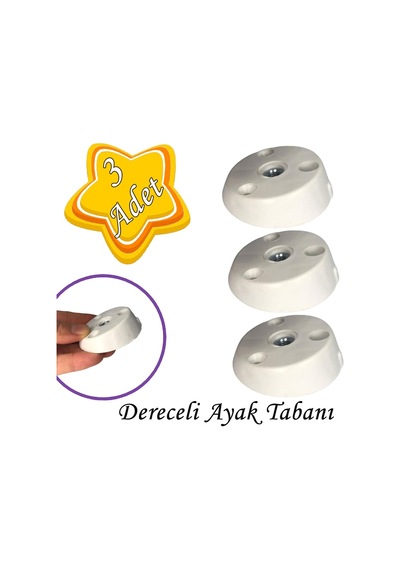 3 Adet Dereceli Ayak Tabanı Beyaz Mobilya Masa Sehpa Ayağı Bağlantı Aparatı Açılı Plastik