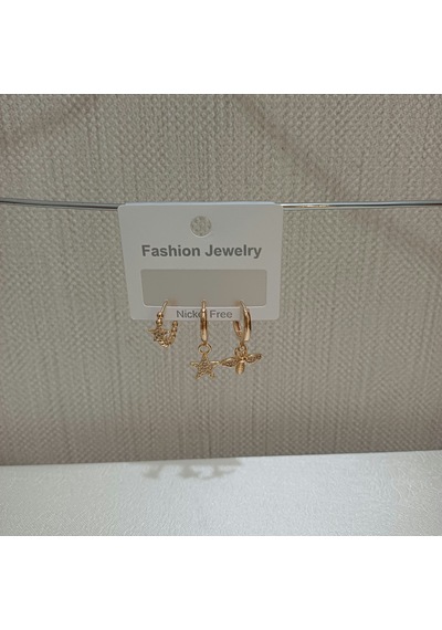 Rose Gold Üçlü Küpe