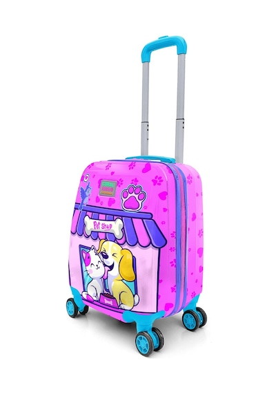 Coral High Kids Kedi Köpek Desenli Çocuk Valizi 16776 Pembe - Mavi