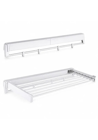 Sunup Sn-37717 Katlanabilir Çamaşır Askılığı Duvara Monte Gizli Balkon Akordeon Kurutma Beyaz