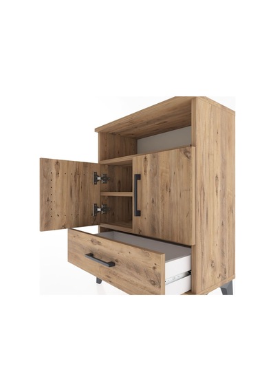 Arges Komodin 2 Raflı 2 Kapaklı 60x30x80 Çam-çam Çam