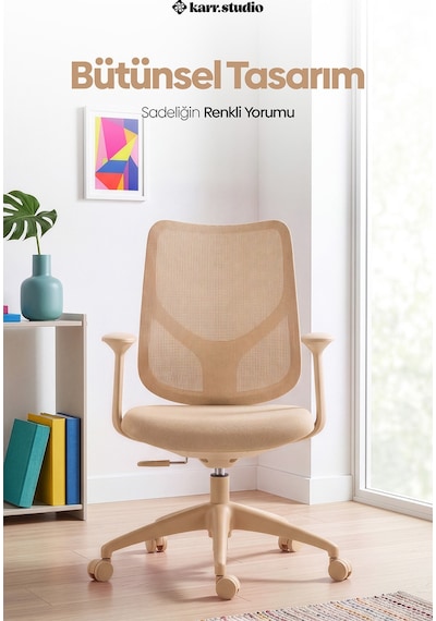 Seul Ergonomik Çalışma Sandalyesi - Krem