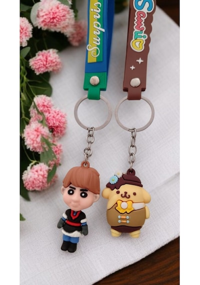 2 Li Sevimli Karakter Pompompurin Anime Stil Figürlü Renkli Silikon Askılı Çanta Aksesuar