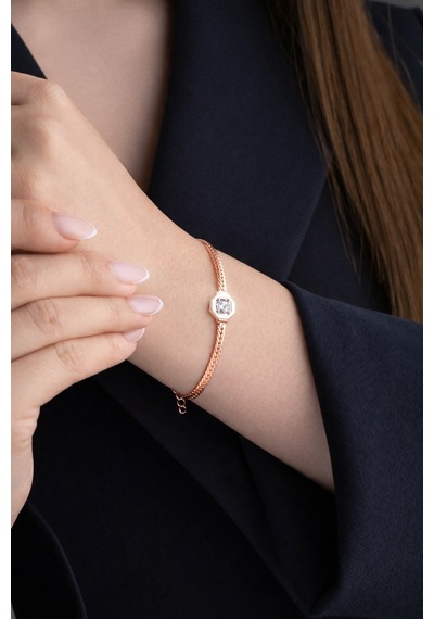 Çekirdekjewelry 925 Ayar Gümüş Hasır Serenay Bileklik Pembe