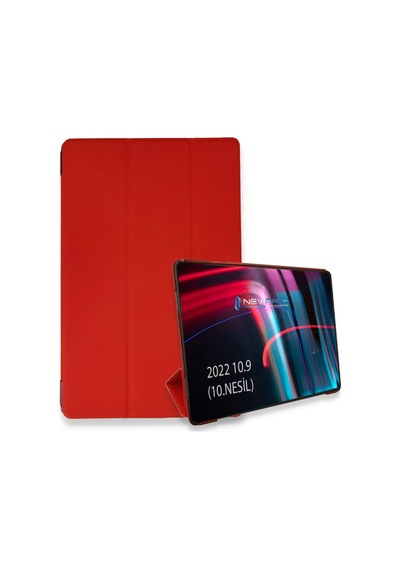 Apple iPad Uyumlu 2022 10.9 10.nesil Kılıf Tablet Smart Kılıf - Kırmızı Arka Kapak