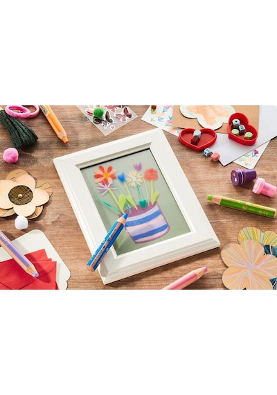 Stabilo Woody Arty 3ü 1 Arada Mum Boya - Kuru Boya - Sulu Boya 6 Renk + Kalemtıraş