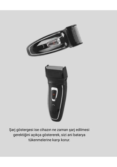 Şarjlı Kablosuz Tıraş Makinesi Çift Başlık Kuru Tıraş Ergonomik Taşınabilir -