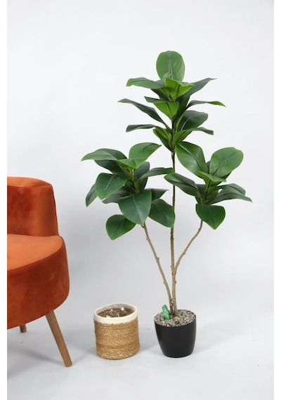 Yapay Ağac Kauçuk Bitkisi 3 Dallı 105 Cm Hasır Saksılı