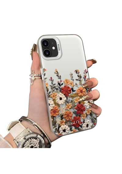 Apple  iPhone 11 Uyumlu Silikon Kenar Sert Arka Anti Düşme Kılıfı Güzel Çiçek