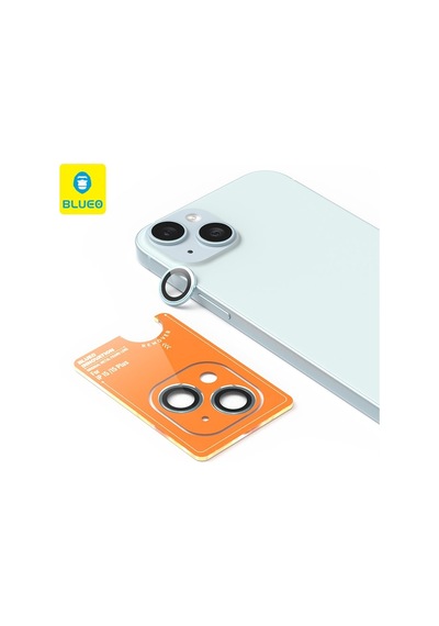 Blueo Apple Uyumlu   iPhone 14 / 14 Plus Mavi Metal Çerçeve Lens Koruyucu