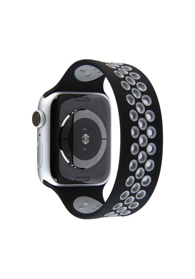 Newface Apple Watch 42mm Ayarlı Delikli Silikon Kordon - Siyah-gri Diğer