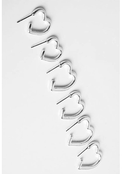 Kadın 3 Boy Kalp Model 1.5 Cm/ 2 Cm / 2.5cm Küpe Seti Zrk00593-5056 Gümüş