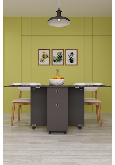 Asra Trend Katlanır Mutfak Masası KM-28 %100 MDF Çekmeceli Dolaplı Akıllı Masa Koyu Gri Asra Trend Katlanır Mutfak Masası KM-28 %100 MDF Çekmeceli Dolaplı Akıllı Masa Koyu Gri