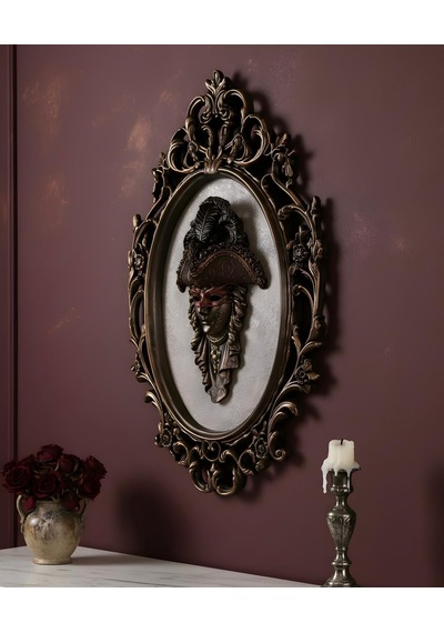Venezia Oval Çerçeveli Mask Duvar Dekoru