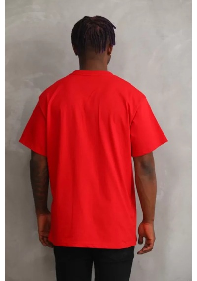 Veraura Lifestyle Unisex Baskılı Oversize T-shirt - Kırmızı