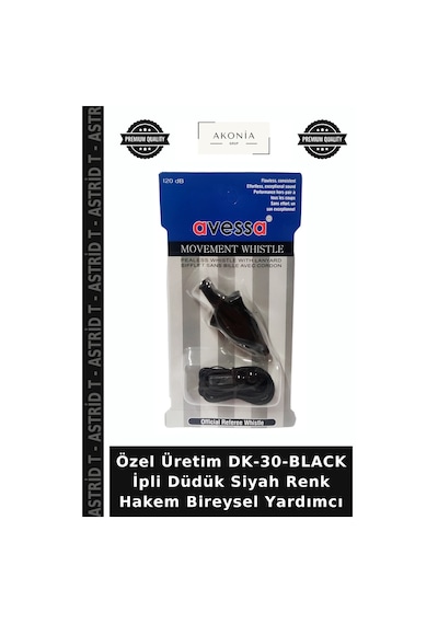 Özel Üretim Dk-30-black İpli Düdük Siyah Renk Hakem Bireysel Yardımcı