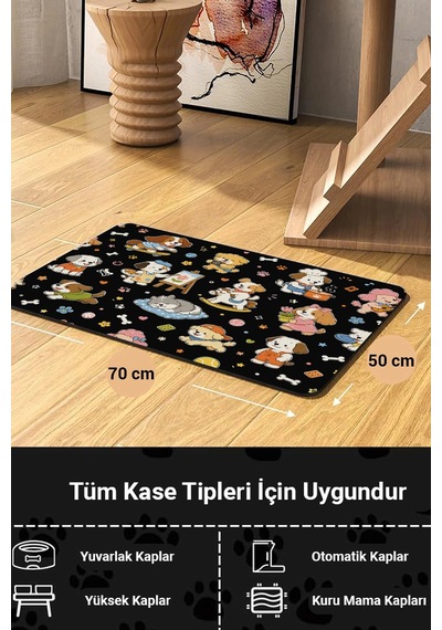 Matgo Pati Kedi Köpek Beslenme Matı 50x70cm Su Geçirmez Mama Kabı Altlığı Paspası Hobici Patiler