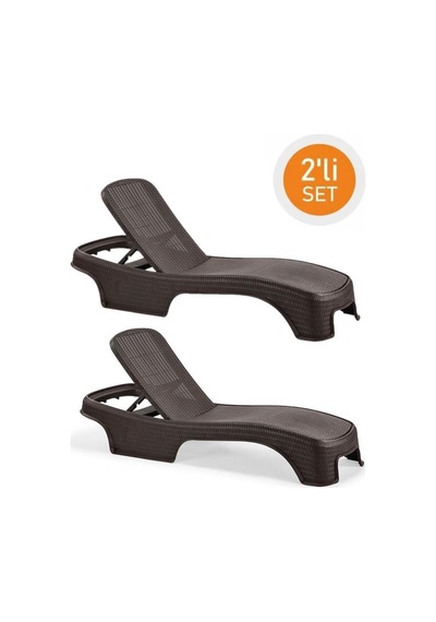 Omnipazar Sy-2536 Kahverengi Brezza Royal Rattan Lüks Şezlong 2'li Set Kahverengi