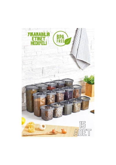 Rossel Premium Lüks Füme 15'Li Erzak Saklama Kabı Etiket Hediyeli Rossel Premium Lüks Füme 15'Li Erzak Saklama Kabı Etiket Hediyeli
