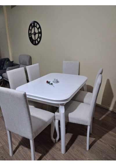 Masa Sandalye 90645 Muz Model Kayın Muz Açılır Parlak Lake Beyaz Giydirme Sandalye Beyaz