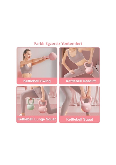 Valkyrie 4kg Soft Kettlebell Yumuşak Tabanlı Metal Kumlu Ses Yapmaz Darbeye Dayanıklı Çift El Ağırlık