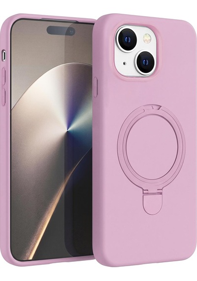 Microsonic Apple iPhone Uyumlu 15 Kılıf Aura Stant Magsafe Pembe -