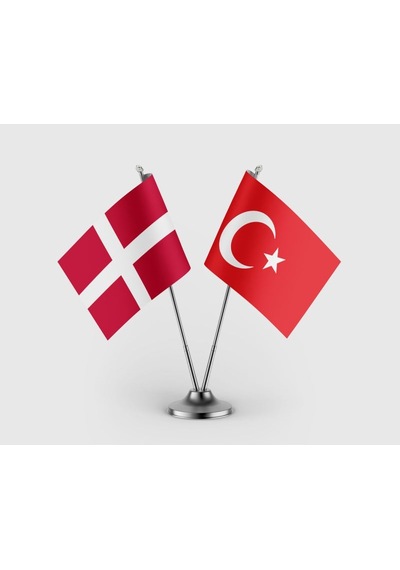 Danimarka Ve Türkiye Bayrağı İkili Saten Masa Bayrağı Takımı Diğer